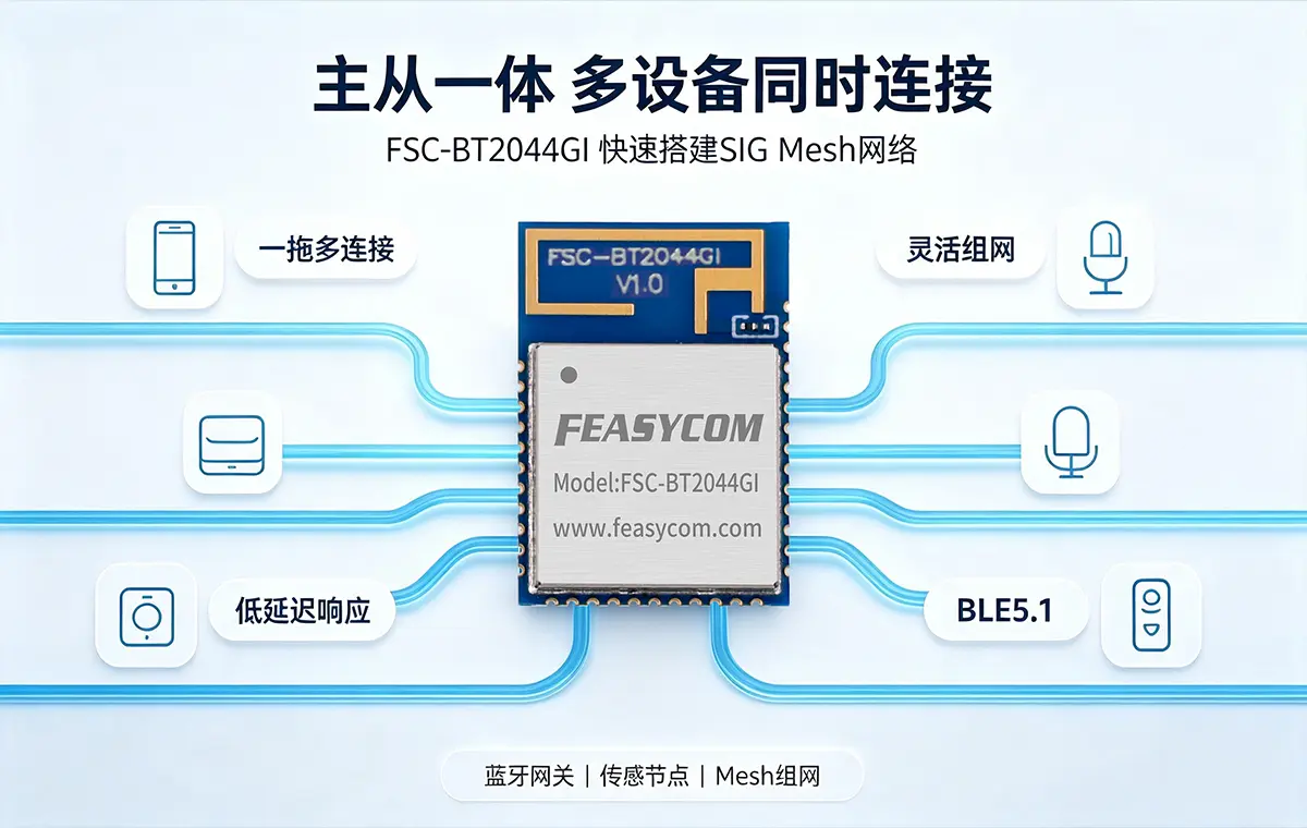 SIG Mesh 低功耗蓝牙模块:高适配性赋能 IoT 多场景智能落地 3 主从一体多设备链接蓝牙模块