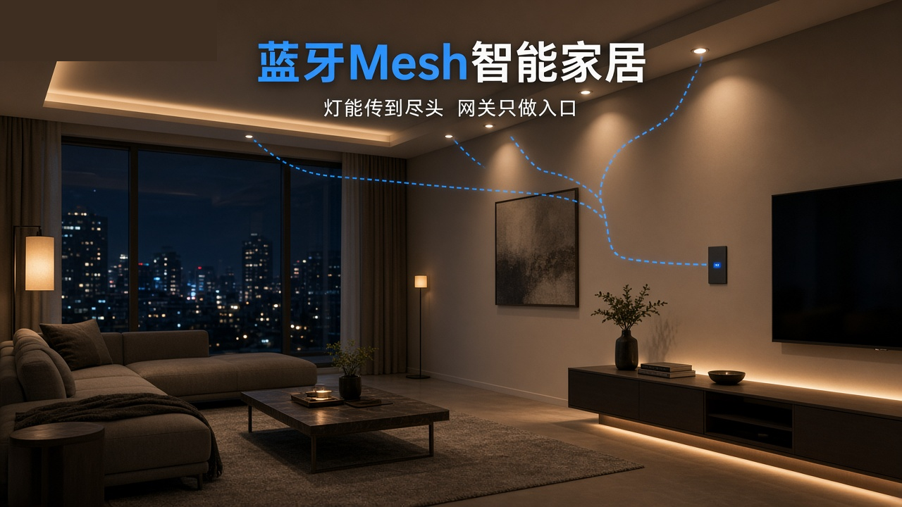 样板间能亮、整层不亮?蓝牙Mesh智能家居方案这样拆 1 蓝牙Mesh智能家居方案封面:全屋灯由开关传到尽头