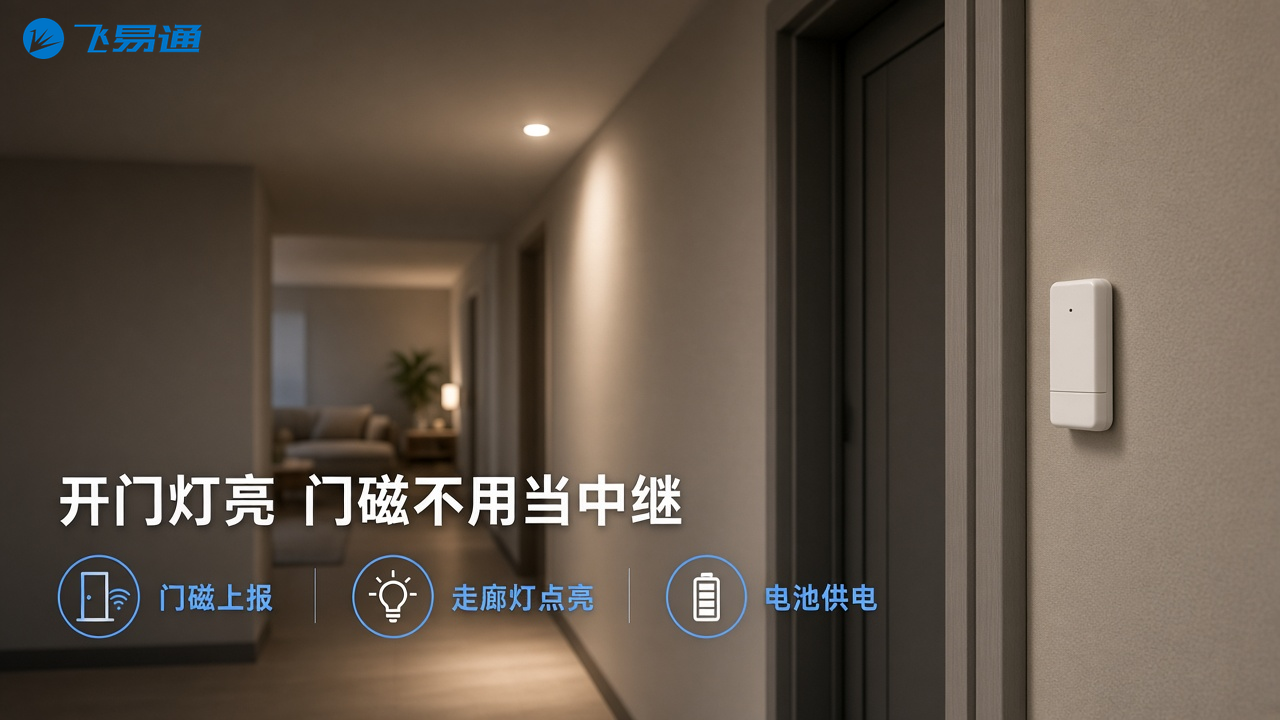 智能家居低功耗蓝牙怎么做:门磁少换电,灯能全屋控 5 开门灯亮:门磁只上报,走廊灯走市电